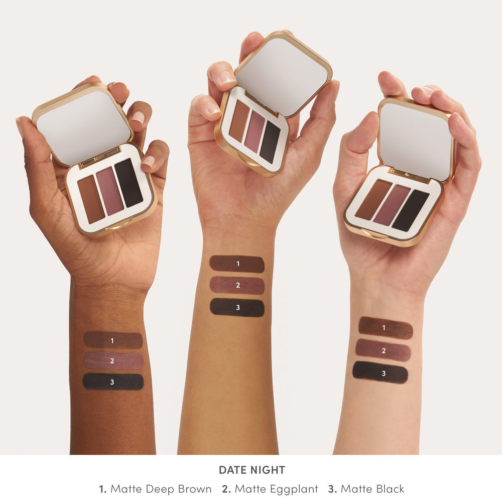 jane iredale PurePressed Eye Shadow Triple Blue Hour swatches på armer