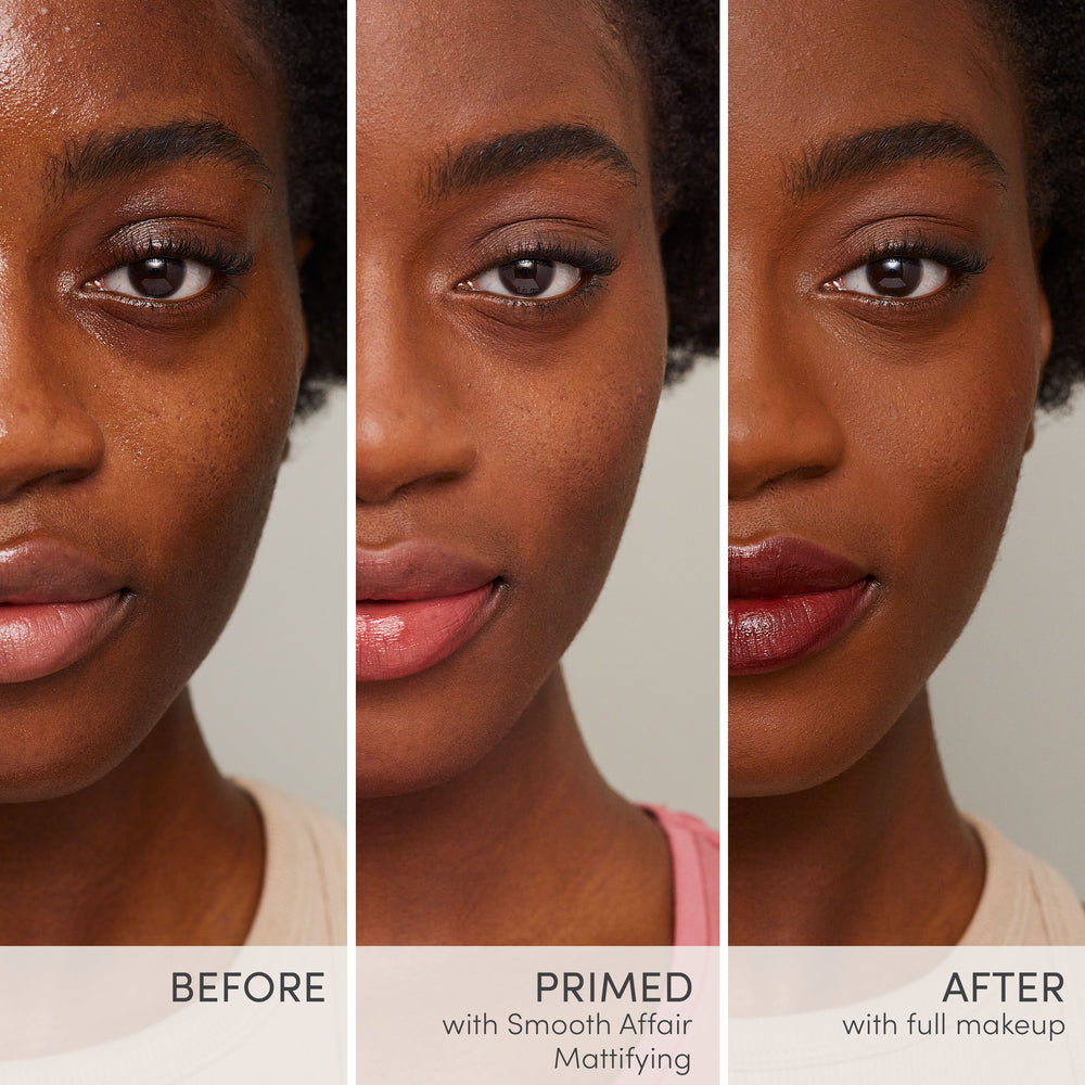 jane iredale Smooth Affair Mattifying Primer - før etter med primer og makeup