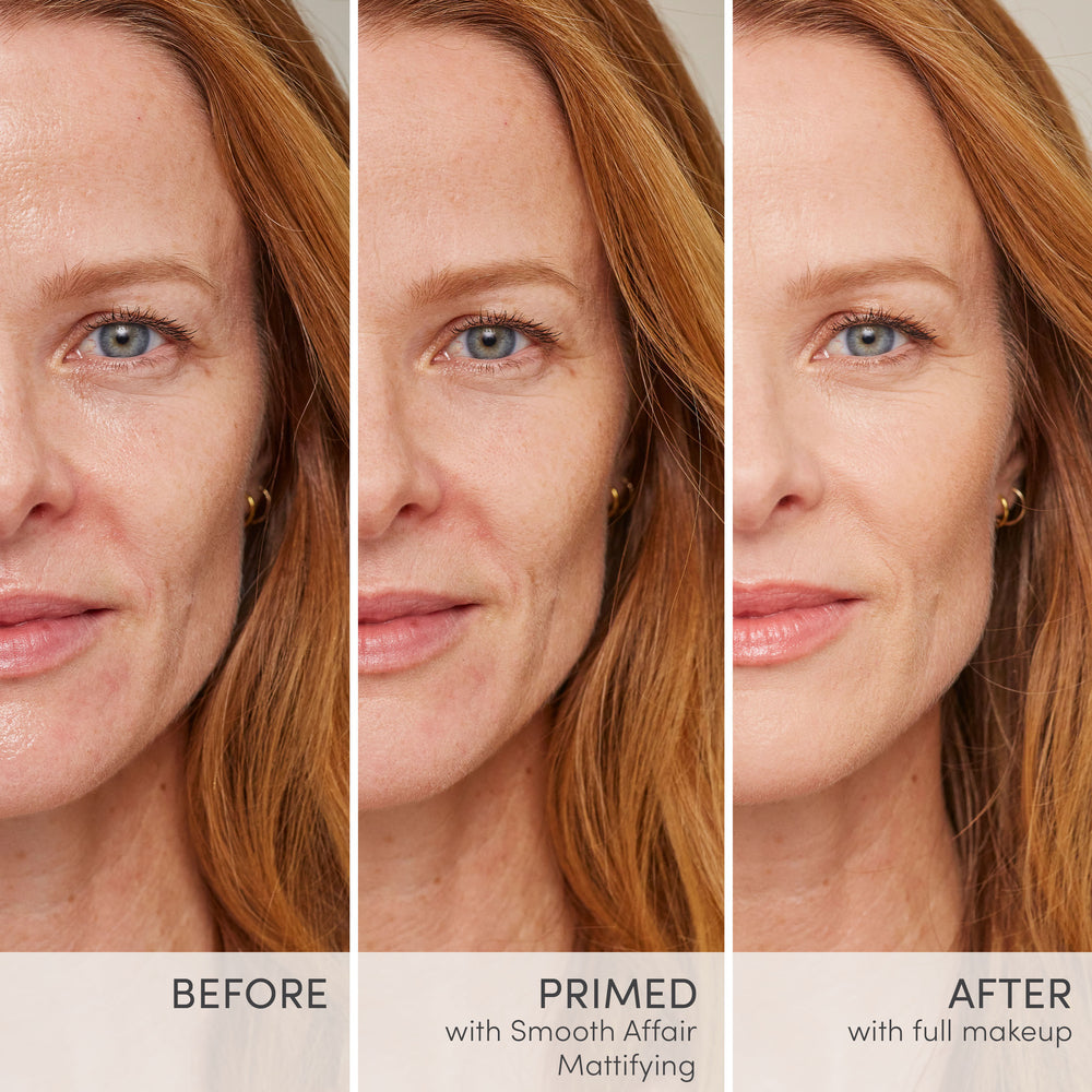 jane iredale Smooth Affair Mattifying Primer - før etter lys hud