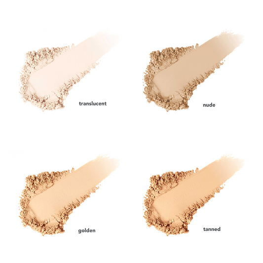 Powder-Me SPF® 30 Dry Sunscreen swatches av fire farger