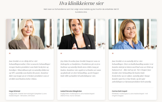Vi satser på markedsføring som skaper flere kunder til våre Jane Iredale-klinikker