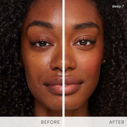 jane iredale HydroPure Tinted Serum Deep 7 før og etter på Karina
