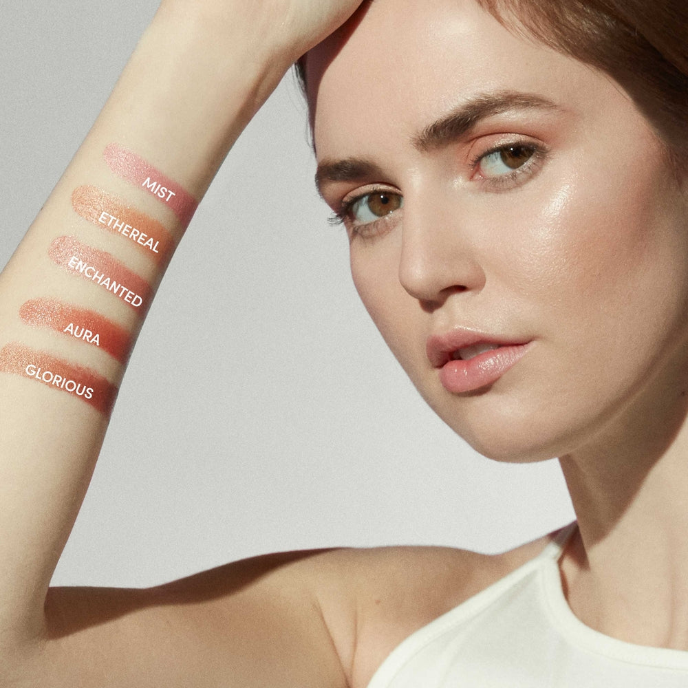 jane iredale Glow Time Blush Stick 5 swatches på arm